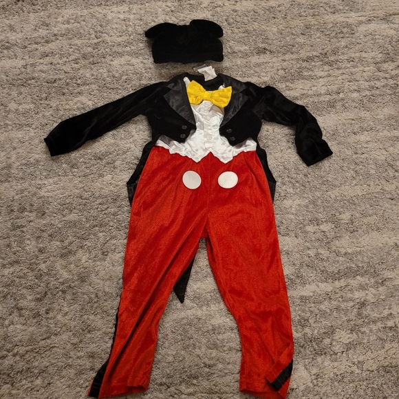 Mickey Mouse Disney Red and Black Kids Costume with Yellow Bow - Picture 2 of 6